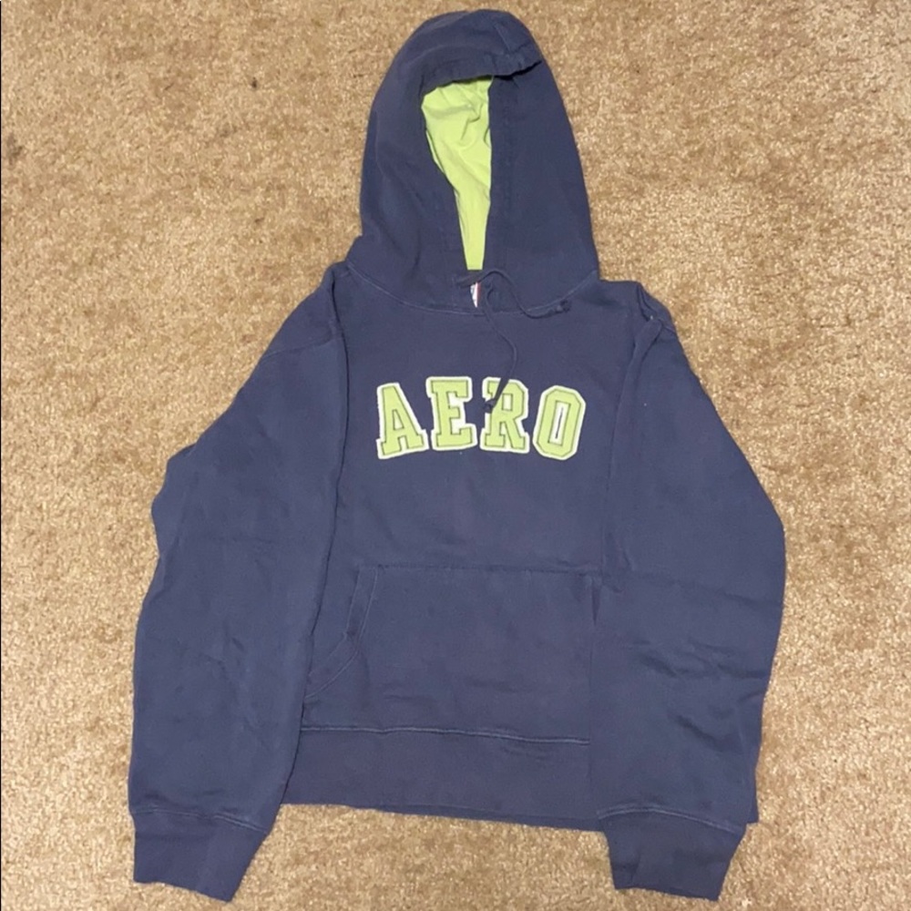 Aéropostale Blue Hooded Sweatshirt size L